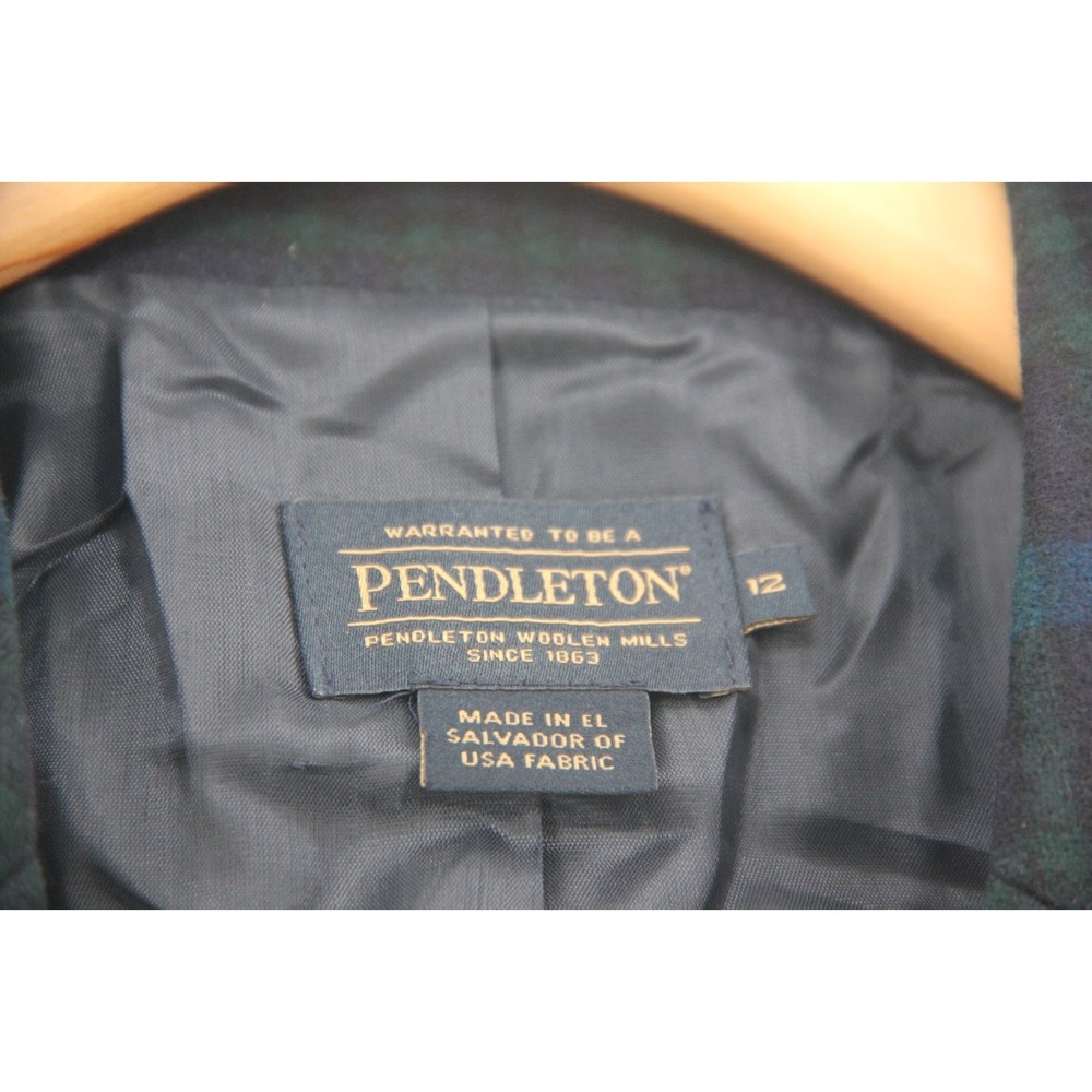 Pendleton Womens 12 Virgin Wool Blazer Jacket 1965 Plaid Green Blue Academia - Picture 7 of 16